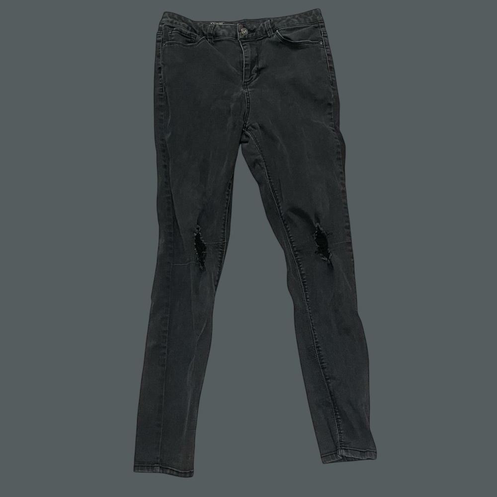 True Craft Black Distressed Skinny Jeans Juniors Size 11 Ripped Denim